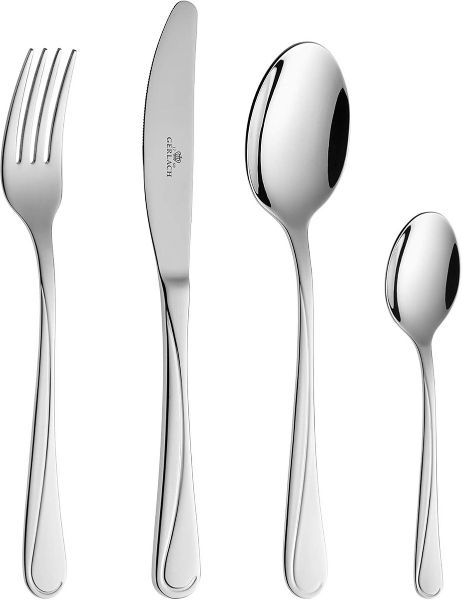 24-delige Glanzend Roestvrijstalen Bestekset Zilver - Luxe Dinerbestek