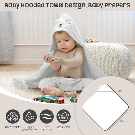 7-Delige Baby Cadeauset Geboorte: Luxe Handdoek, Rammelaar, Slabbetje en Sokjes - Unisex Kraamcadeau — afbeelding 4