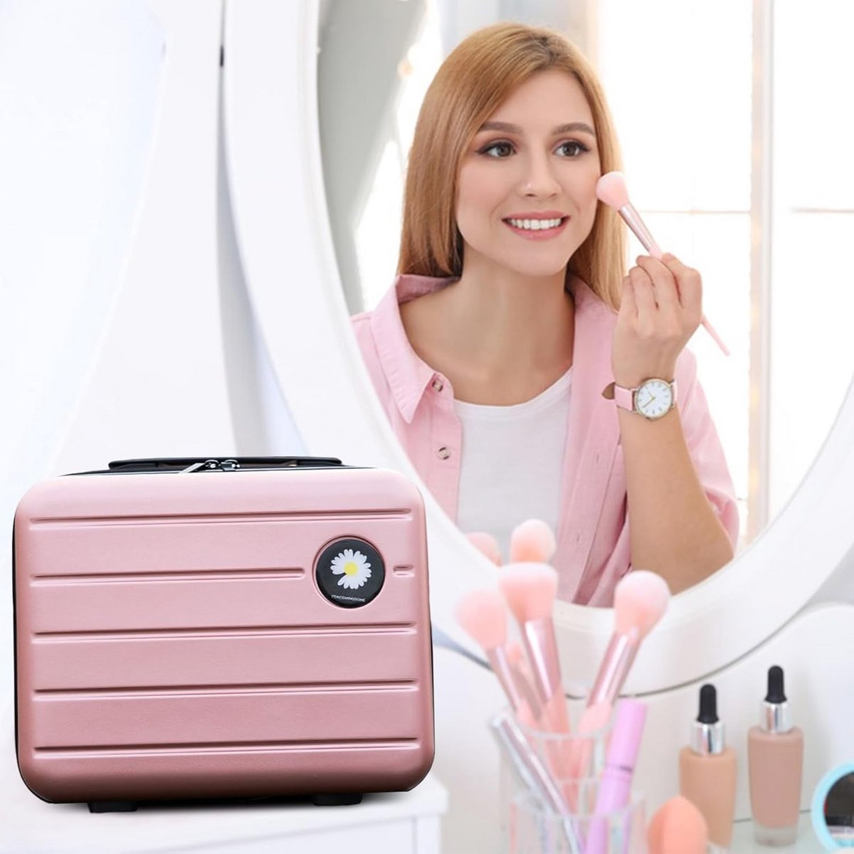 Grote 16 inch ABS Cosmetickoffer Hard Shell Reis Beautycase met Handvat