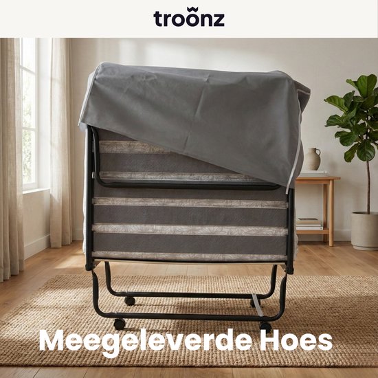 Troonz® Vouwbed Morena Royal | 90 x 200 cm | Logeerbed inclusief Hoofdkussen en Enkel Dekbed | Luxe Matras | Opklapbed Eenpersoonsbed | Logeermatras Opvouwbaar | 30 dagen proefslapen