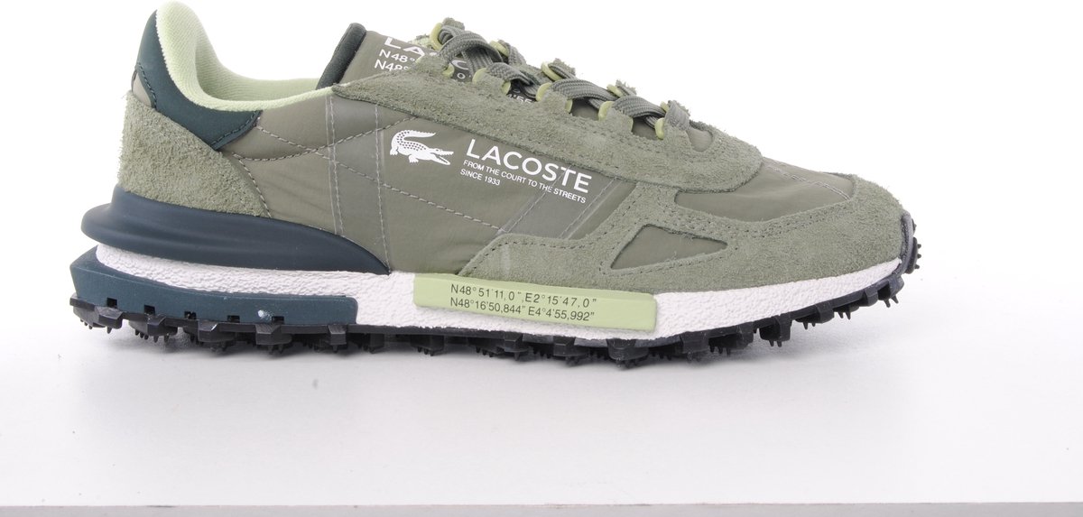 Lacoste heren sneaker Elite H suède en textiel kaki Creme