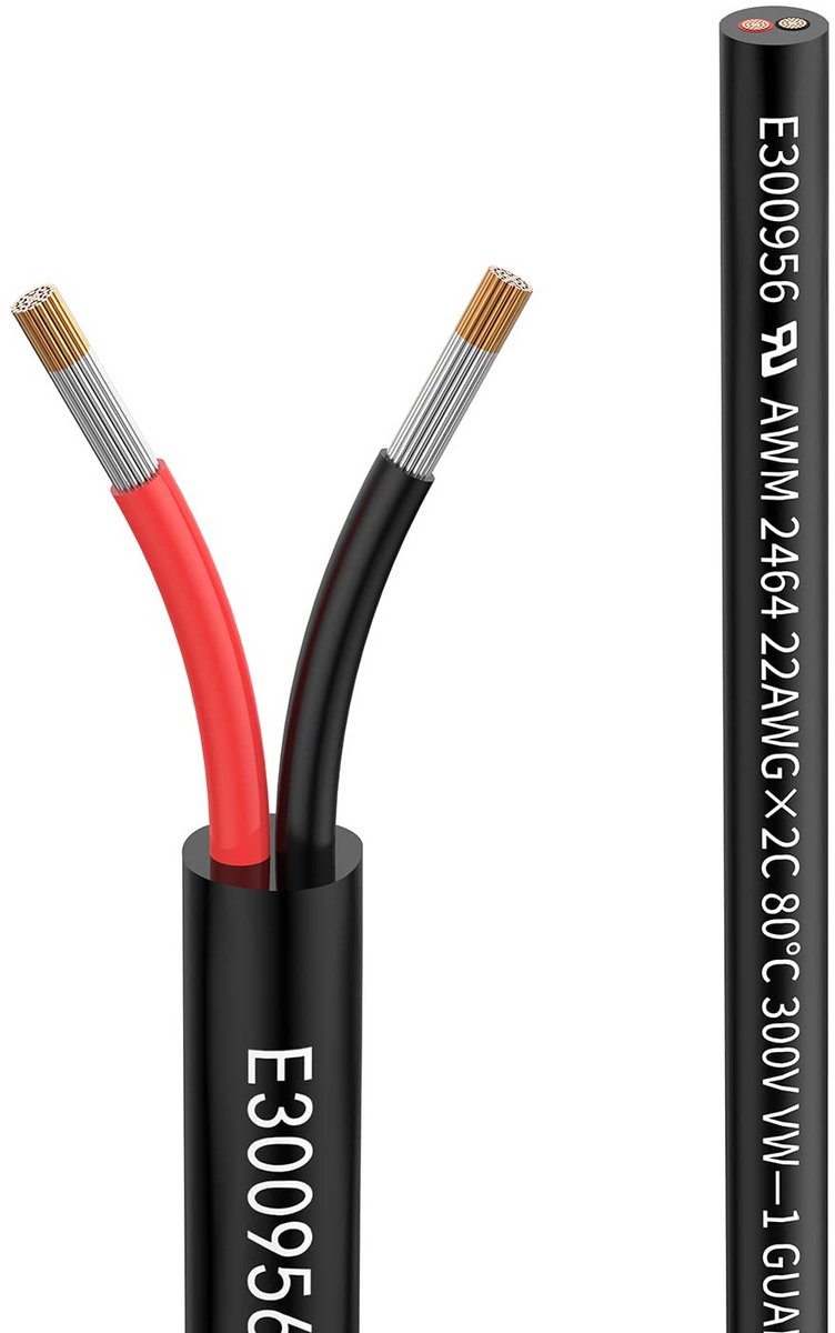 2-aderige 14 AWG Verlengkabel 2,0 mm² Zwart 5 Meter Gevertiniseerde Koperdraad