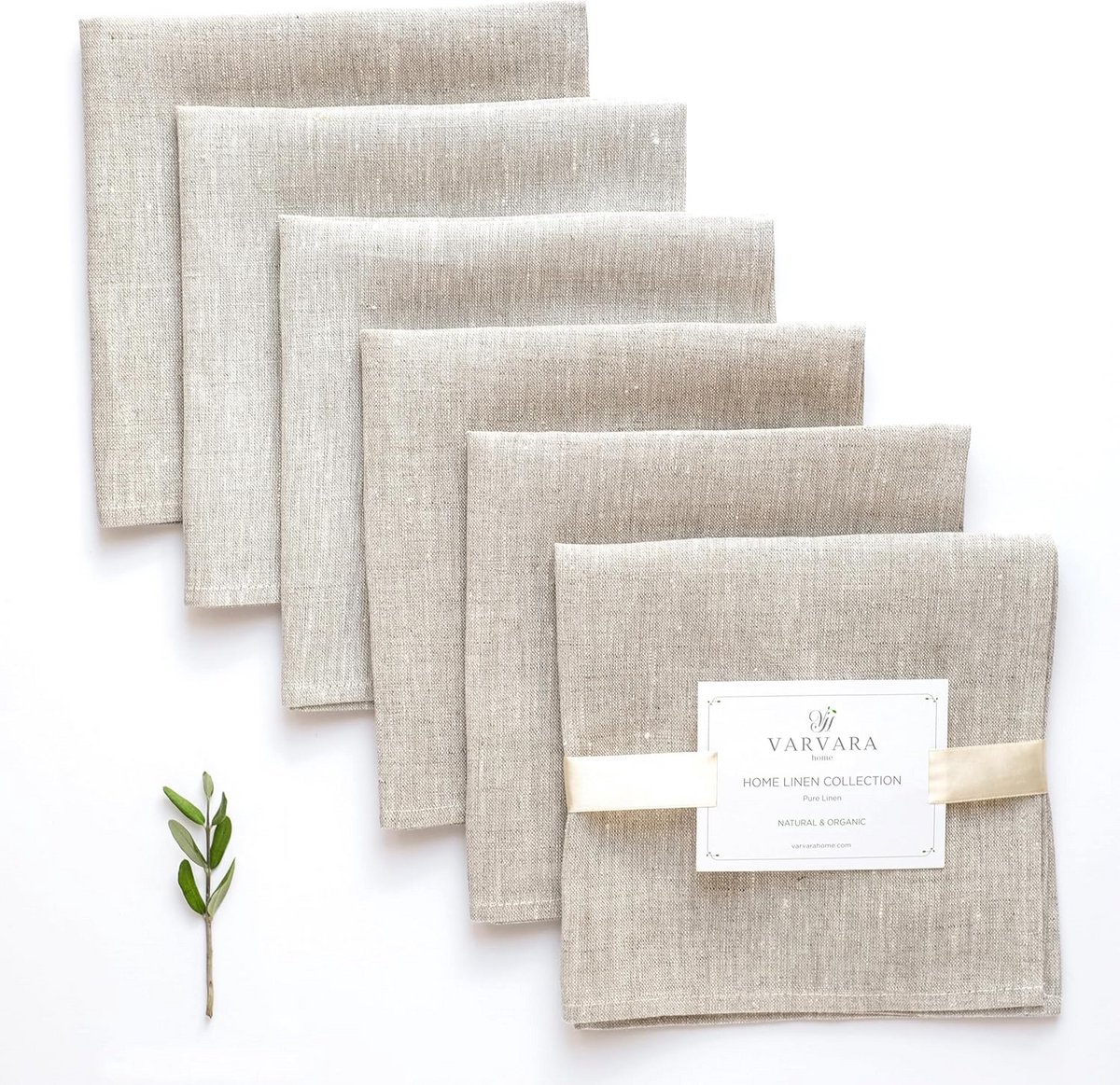 Set van 6 Linnen Servetten Beige 45x45 cm - Natuurlijk Linnen Tafellinnen