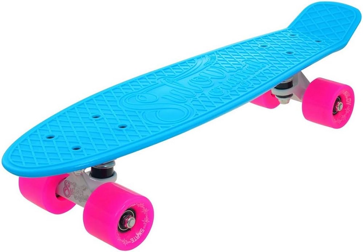 Compact Penny Board met Neon Details - Stevig Skateboard voor Jongeren en Volwassenen Blauw/Roze