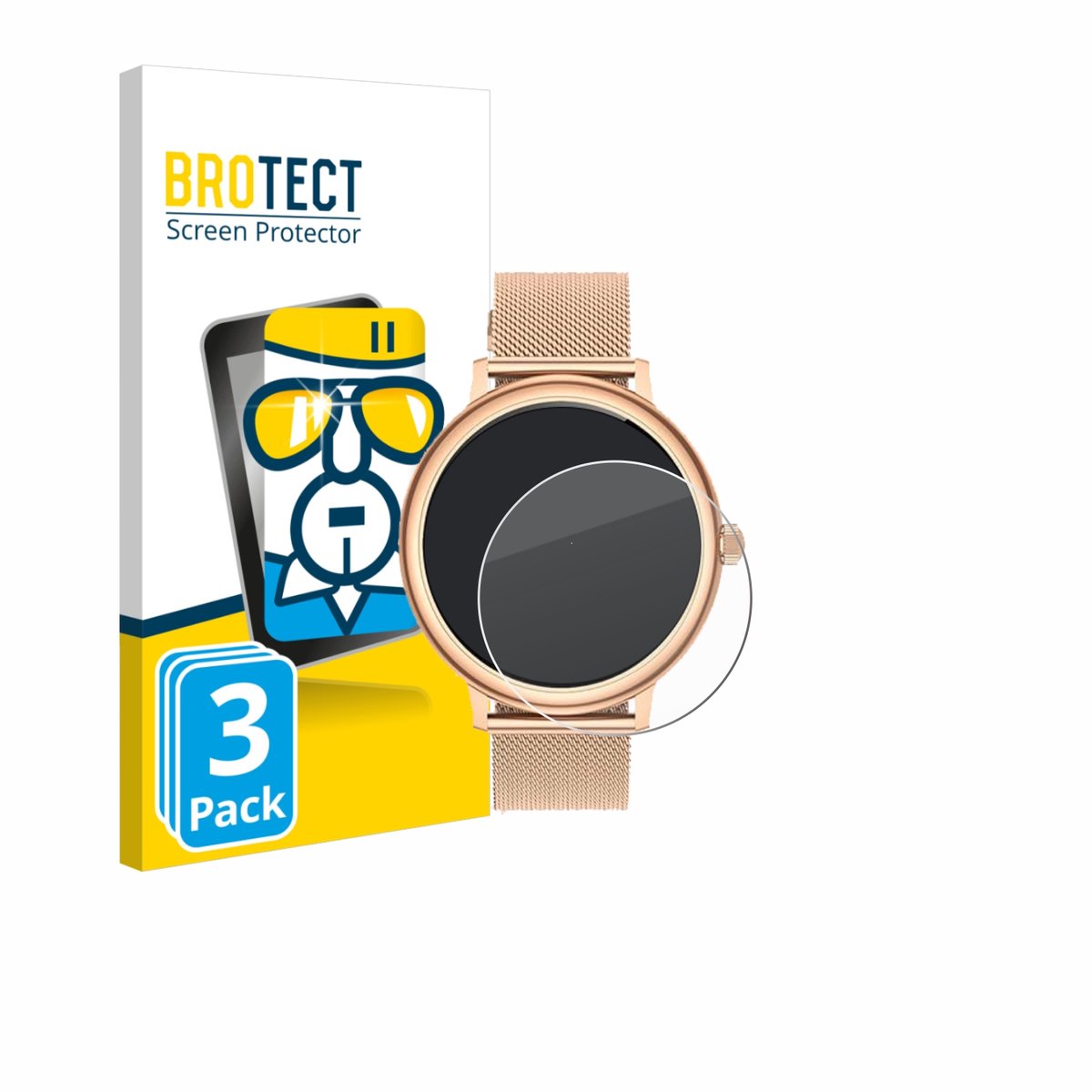 BROTECT - Glas Screenprotector voor Ruxingx AK98 1.19" - Gehard Beschermglas 9H 3 Stuks