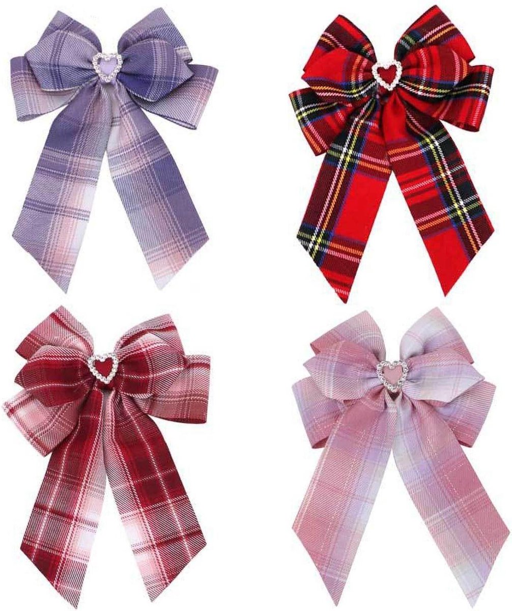 Haarspelden met geruite strikken - Set van 4 - Retro en klassieke dameshaaraccessoires