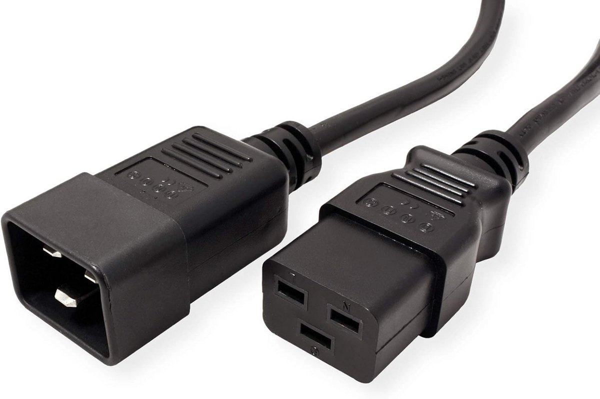 Verlengkabel C20 naar C19 Zwart 2 Meter | 16A Stroomkabel voor Servers en Hifi