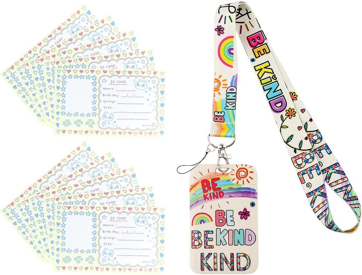 Regenboog ID Kaarthouder Set met Lanyard en 10 Insteekkaarten