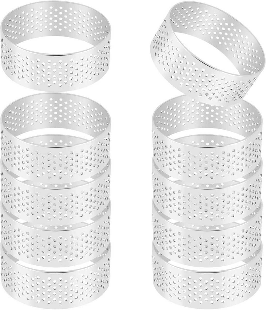 Ronde Taartringen Set van 10 Stuks - Verstelbaar RVS Bakvorm voor Mousse en Taart