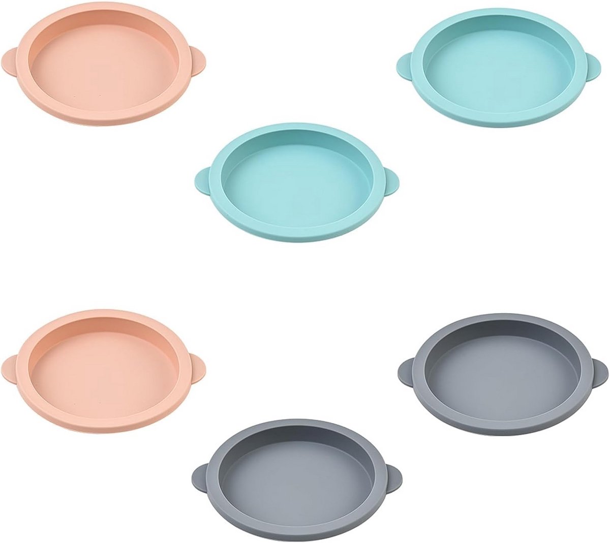 Set van 6 Ronde Siliconen Bakvormen voor Taart, Muffin en Brood - Hittebestendig