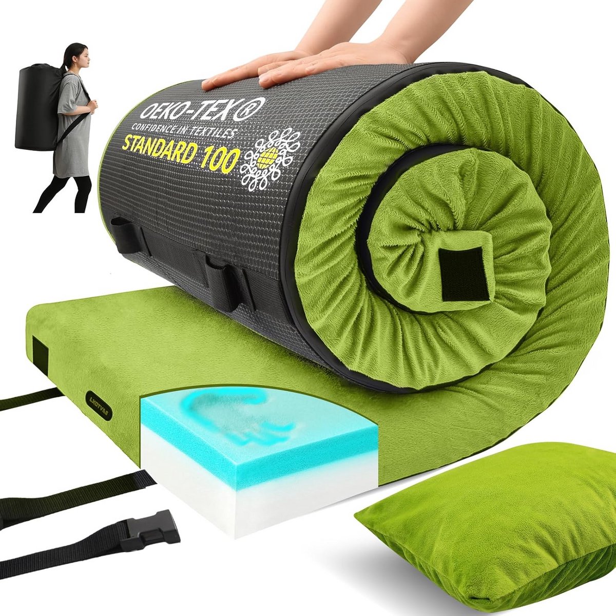 Comfortabel Traagschuim Slaapmat - Draagbaar en Opvouwbaar Kamperen Matras