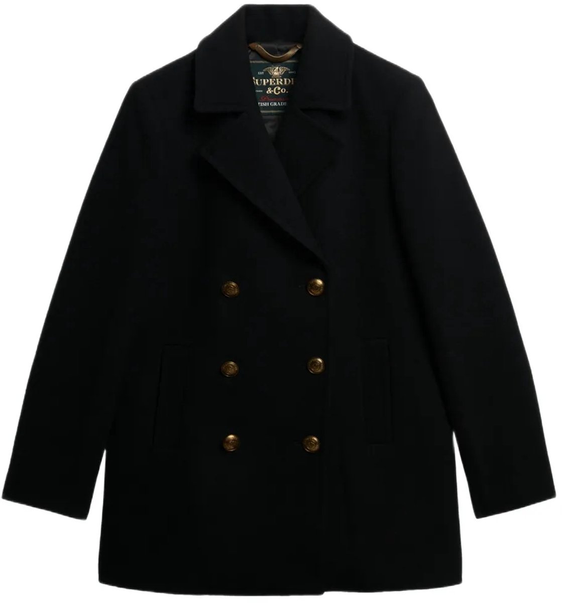 Superdry Double Breasted Pea Coat Dames Jassen Zwart