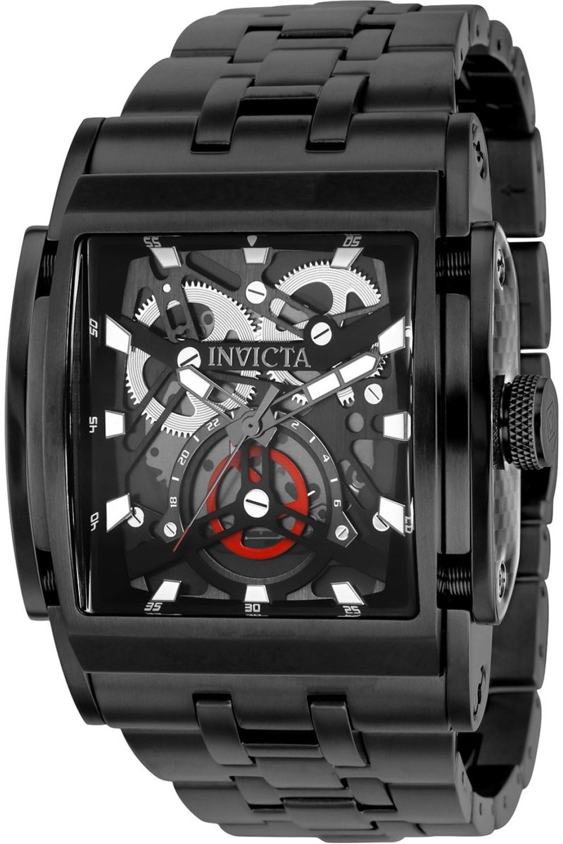 Invicta Speedway 41647 Heren Horloge - Waterdicht - Analoog - Quartz Uurwerk - Roestvrij Staal met zwarte Wijzerplaat - 47mm
