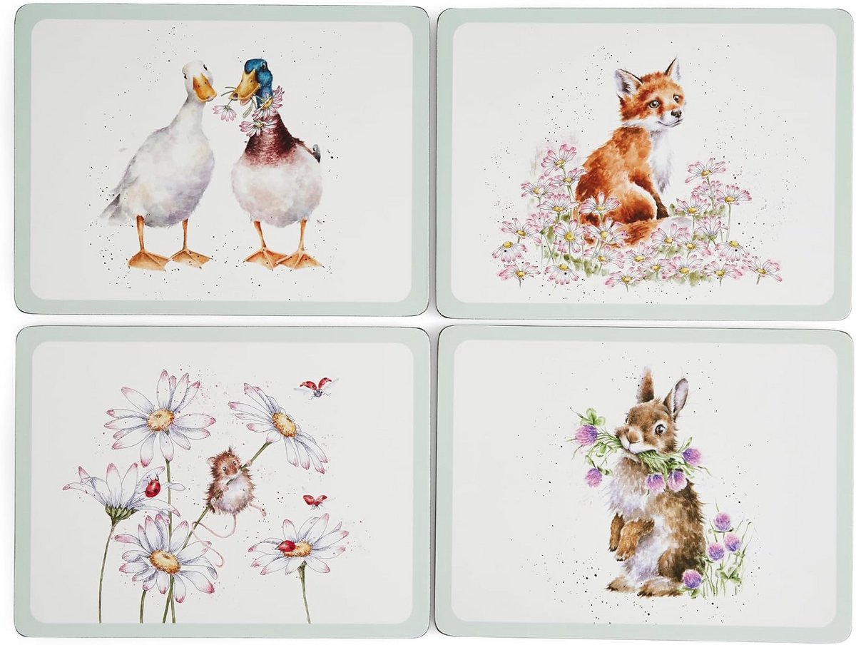 Wrendale Designs Wildflowers Placemats - Set van 4 Tafellakens (23 x 30,5 cm)