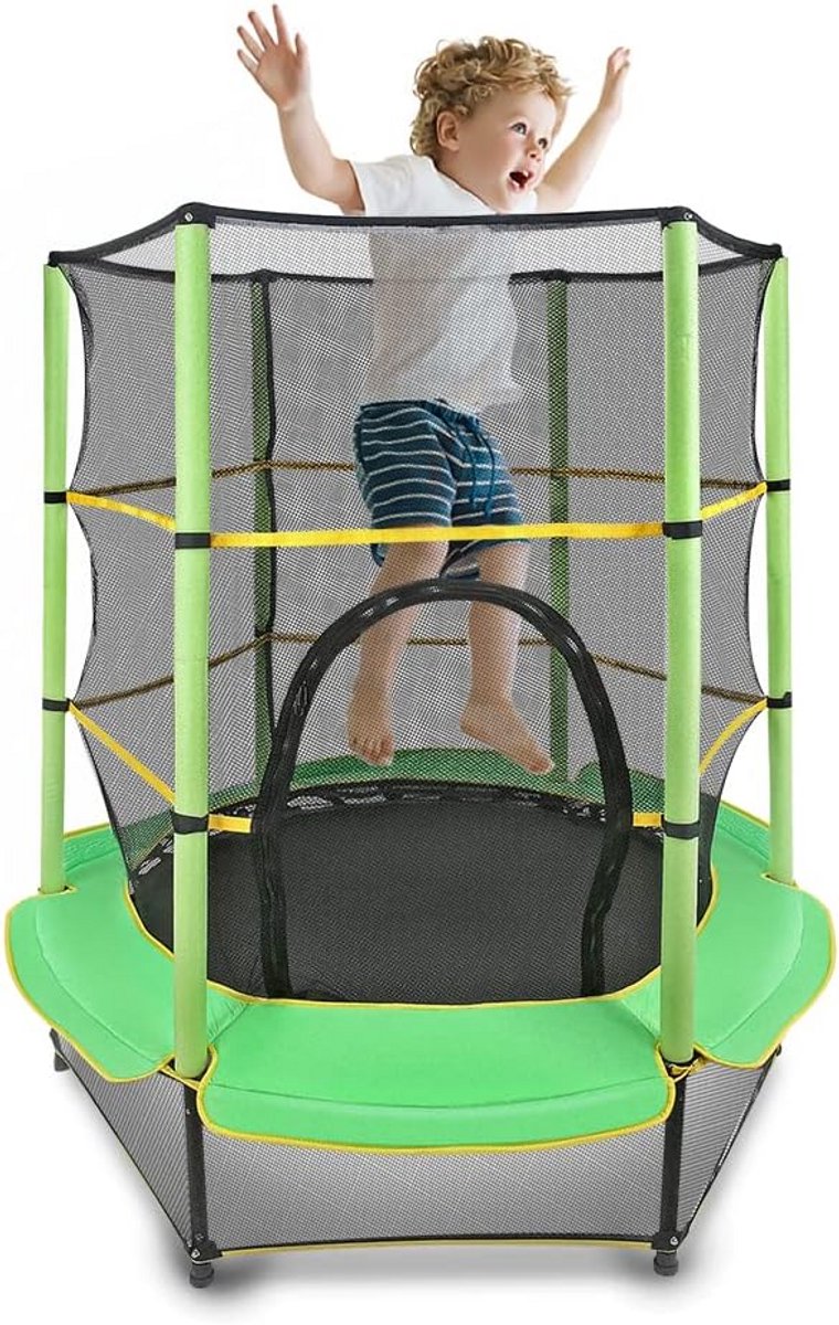 KinderTrampoline 140 cm met Veiligheidsnet en Randafdekking Binnen & Buiten
