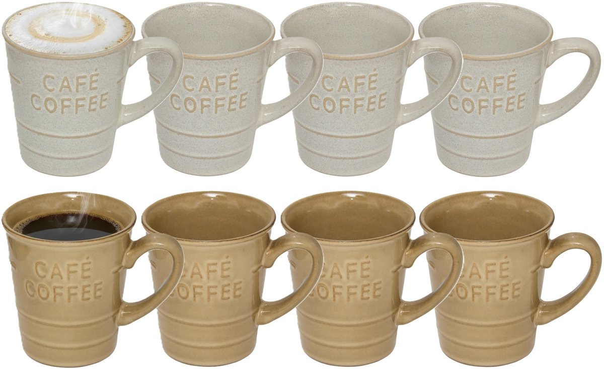 Secret de gourmet Koffiemokken - 8x stuks - 200 ml - kleuren gemixt