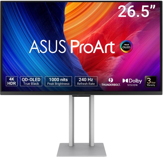 ASUS ProArt Display PA27UCDMR - 4K UHD Grafisch Design Monitor - USB C 96W - USB Hub - Thunderbolt 4 - kleurechtheid ΔE < 1 - 240hz - 0.1ms - 27 inch