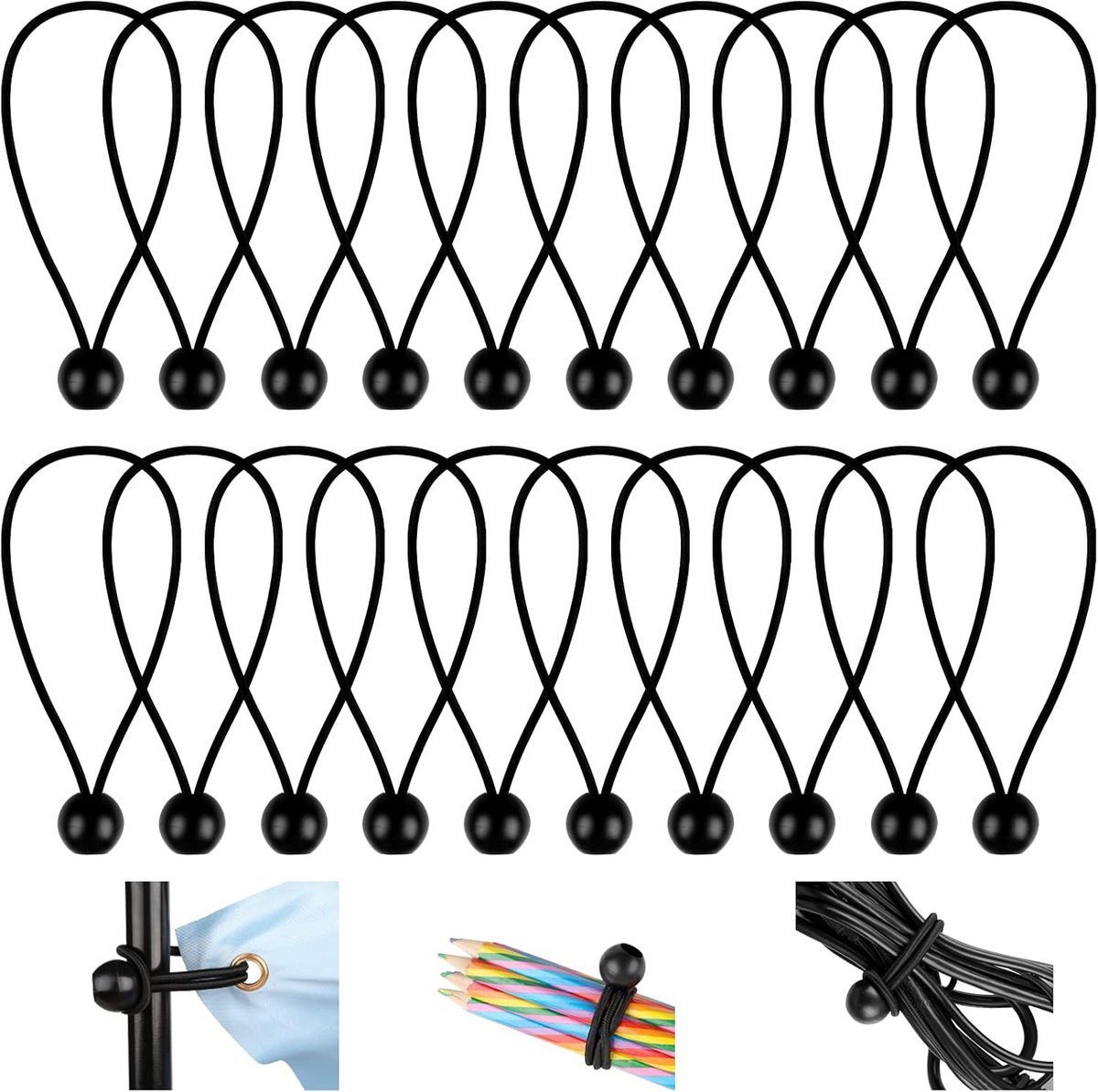 Flexibele Spanbanden Zwart 150mm voor Banners, Tenten en Campinggebruik