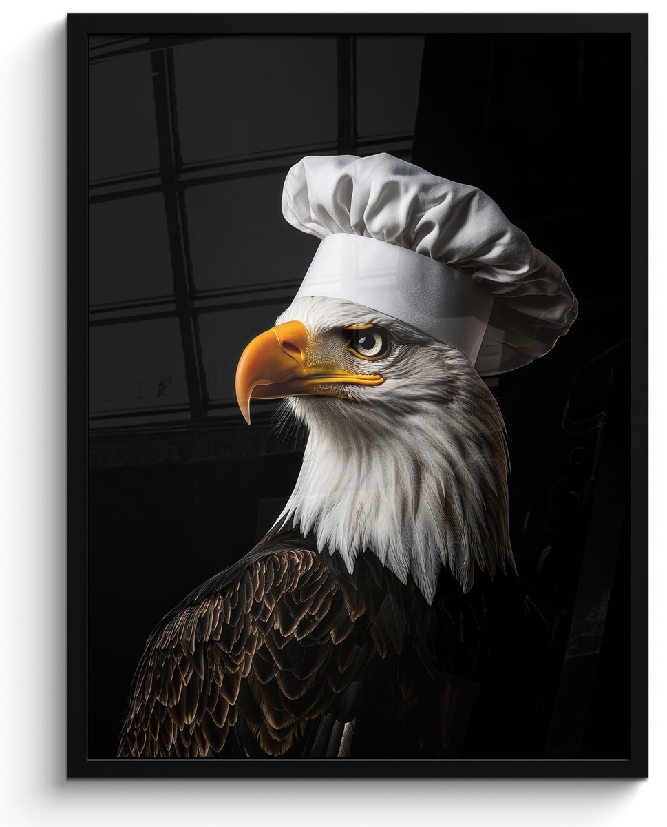 FrameYourWall Fotolijst inclusief poster - Posterlijst 50x70 cm - Posters - Arend -Amerika - Koksmuts - Vogel - Stoer - Foto in lijst - Keuken decoratie muur - Wanddecoratie accessoires - Muurdecoratie - Schilderijen Koksmuts - Adelaar