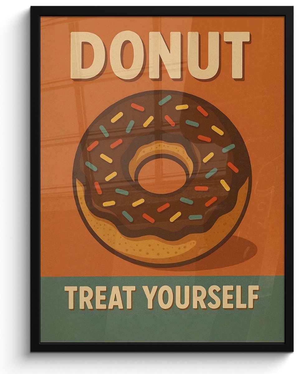 FrameYourWall Poster in lijst - Fotolijst 50x70 cm - Posters - Donut - Spikkels - Kleurrijk - Quote - Posterlijst zwart - Decoratie - Wanddecoratie woonkamer - Muurdecoratie slaapkamer