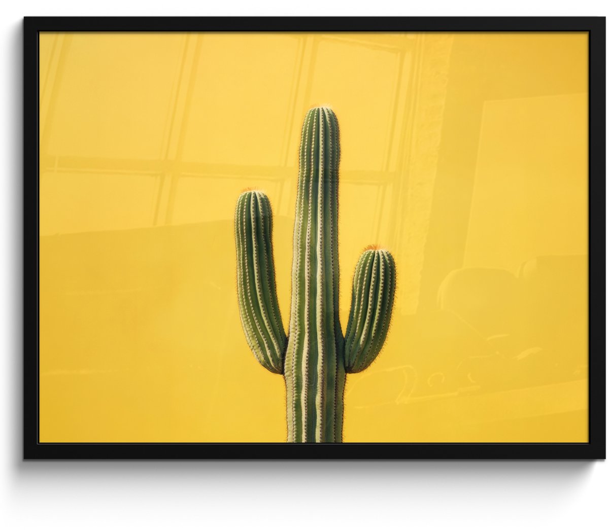 FrameYourWall Poster in lijst - Fotolijst 70x50 cm - Posters - Cactus - Groen - Minimalistisch - Posterlijst zwart - Decoratie - Wanddecoratie woonkamer - Muurdecoratie slaapkamer