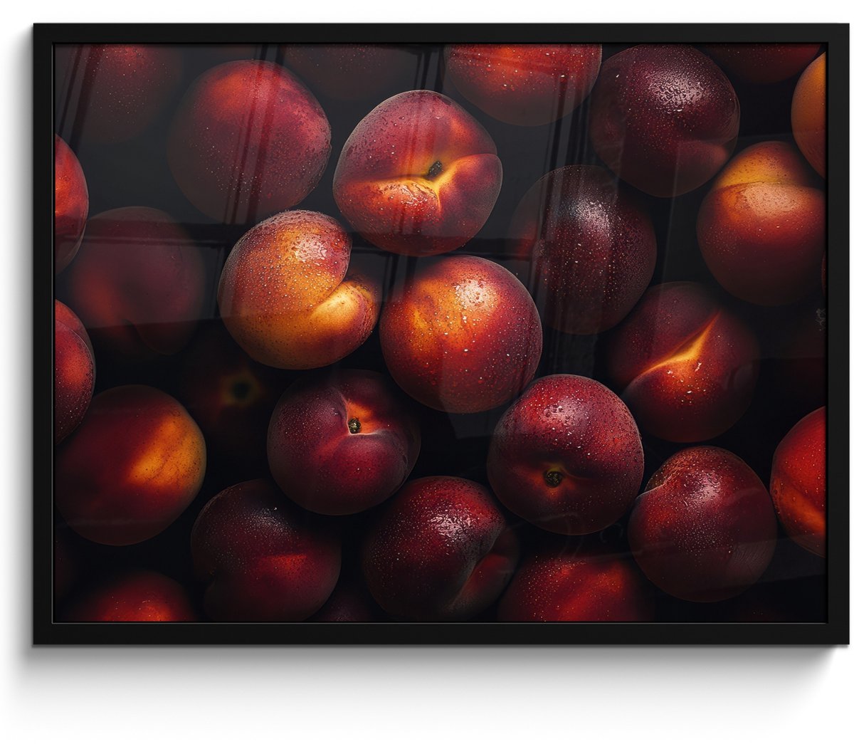FrameYourWall Poster in lijst - Fotolijst 70x50 cm - Posters - Fruit - Close up - Nectarines - Posterlijst zwart - Decoratie - Wanddecoratie woonkamer - Muurdecoratie slaapkamer