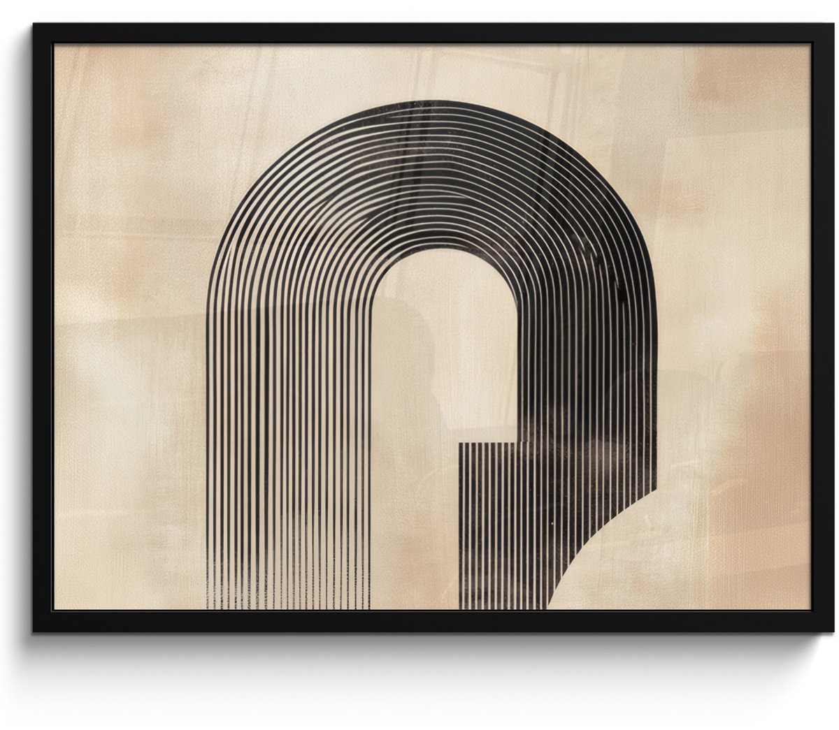 FrameYourWall Poster in lijst - Fotolijst 70x50 cm - Posters - Boog - Strepen - Minimalistisch - Zwart - Posterlijst zwart - Decoratie - Wanddecoratie woonkamer - Muurdecoratie slaapkamer