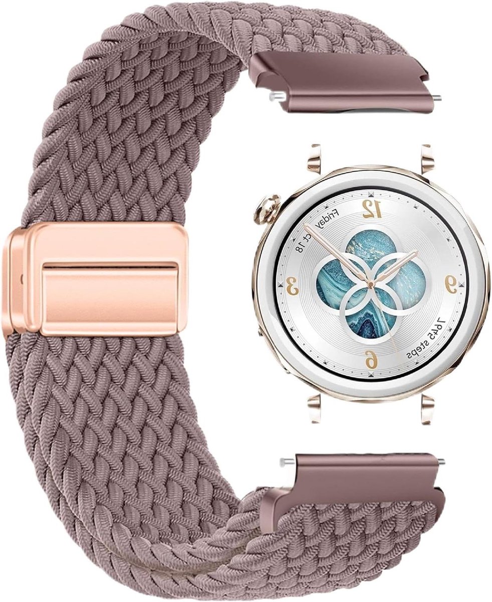 Allecto- Nylon gevlochten horlogebandje - Vervanging - Flexibel - Huawei Watch GT 5 41 mm - Zwart - Unisex - Band.