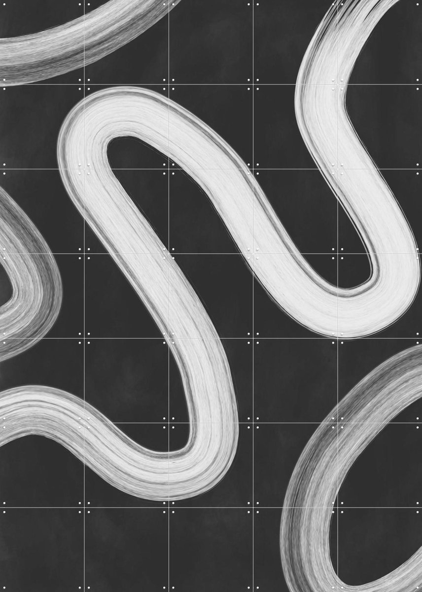 IXXI Black & white 42, Elena Ristova & Various - 100 x 140 cm - Gratis ophangtool - Grote wanddecoratie en posters - Abstract, Line art, Kwaststreken