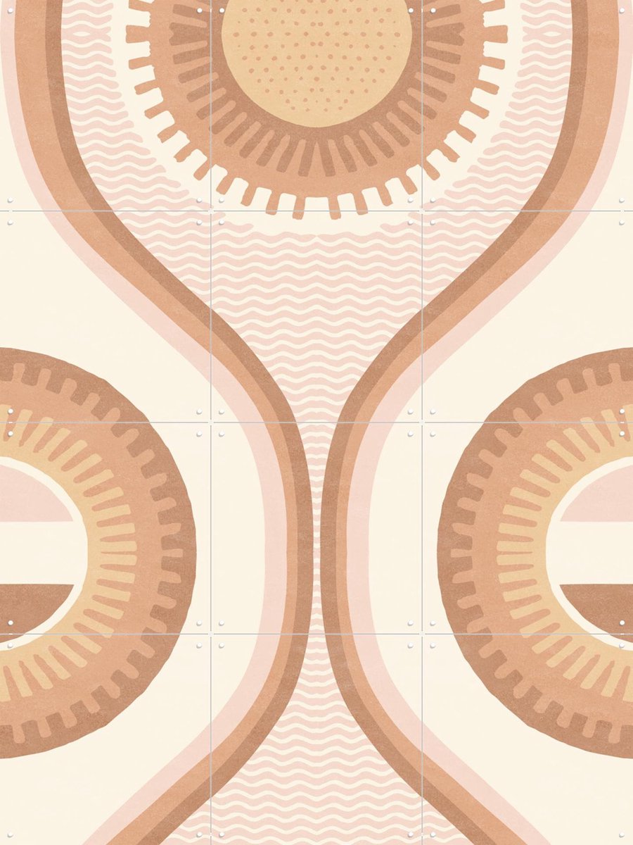 IXXI Groovy Retro Curves, Bloomery Decor - 60 x 80 cm - Gratis ophangtool - Grote wanddecoratie en posters - Vintage,
