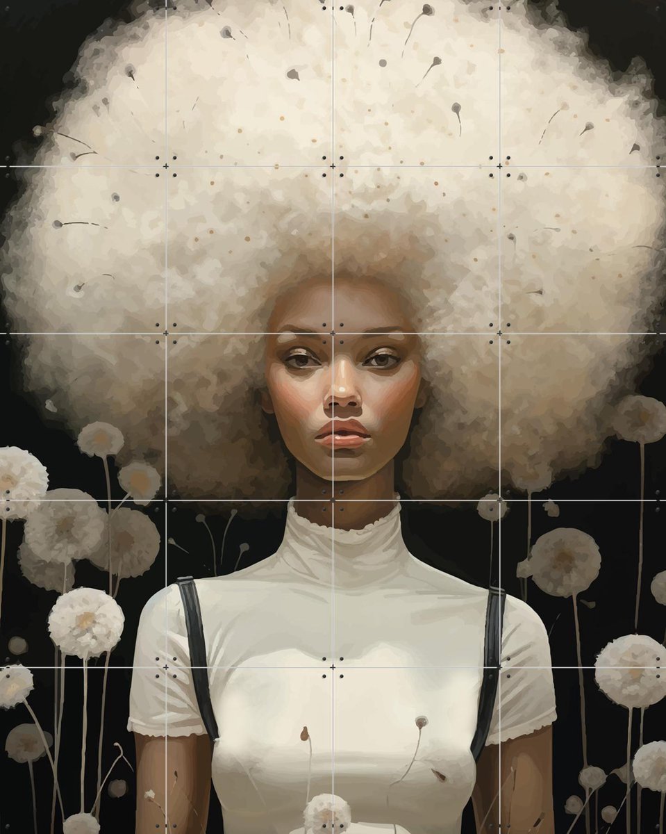IXXI Dandelion, Mirjam Duizendstra - 80 x 100 cm - Gratis ophangtool - Grote wanddecoratie en posters - Art Nouveau, Digitale Kunst, Speels