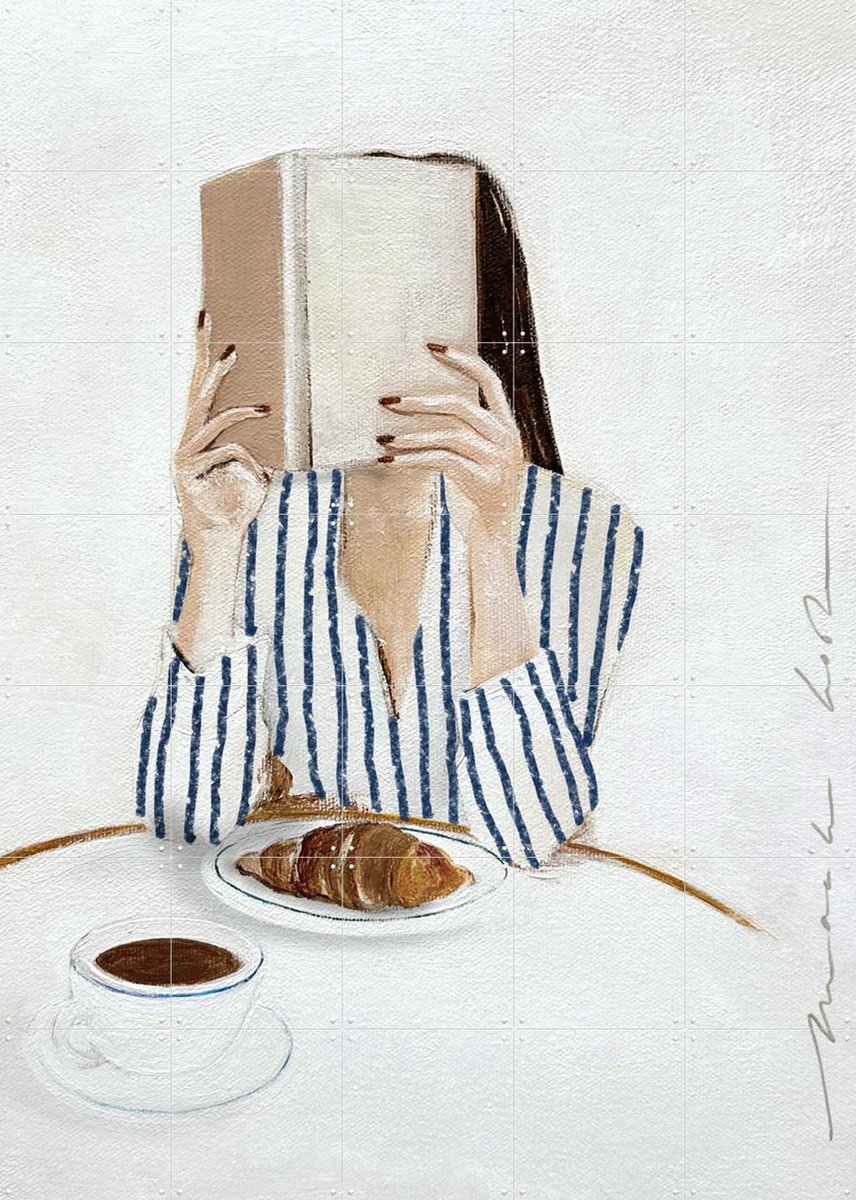 IXXI Femme avec Livre, Maaike Koster & My Deer Art Shop - 100 x 140 cm - Gratis ophangtool - Grote wanddecoratie en posters - Minimalisme, Kleurrijk