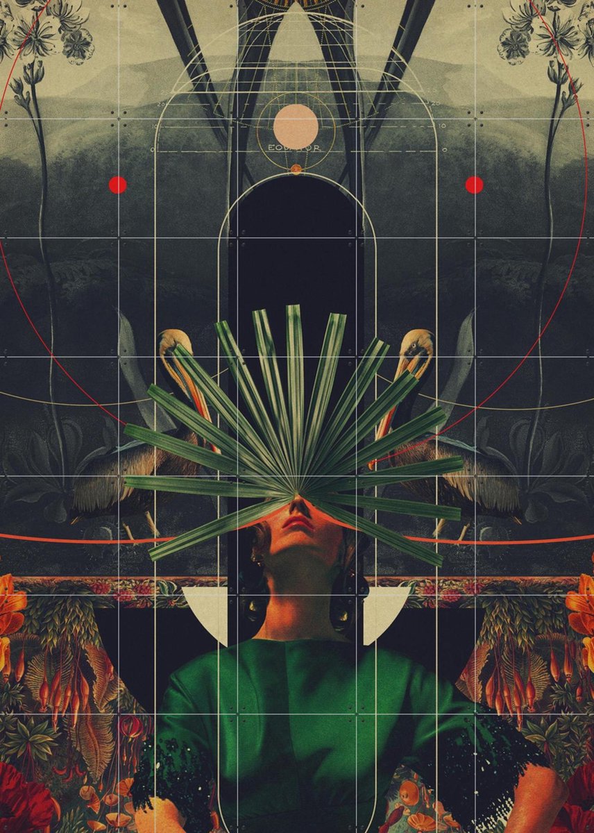 IXXI She saw the Equator, Frank Moth - 100 x 140 cm - Gratis ophangtool - Grote wanddecoratie en posters - Gemengde Technieken, Illustraties