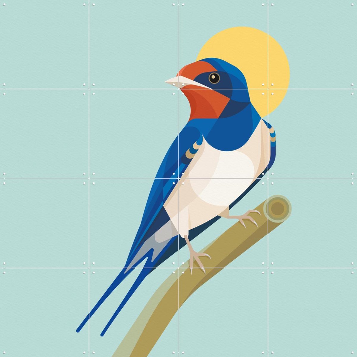IXXI Boeren Zwaluw, Elke Uijtewaal - 80 x 80 cm - Gratis ophangtool - Grote wanddecoratie en posters - Digitale Kunst, Grafisch Ontwerp, Illustraties