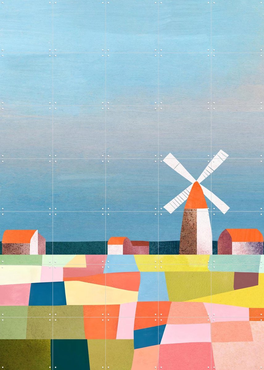 IXXI Tulip Season, Henry Rivers - 100 x 140 cm - Gratis ophangtool - Grote wanddecoratie en posters - Speels, Kleurrijk, Geometrische Kunst