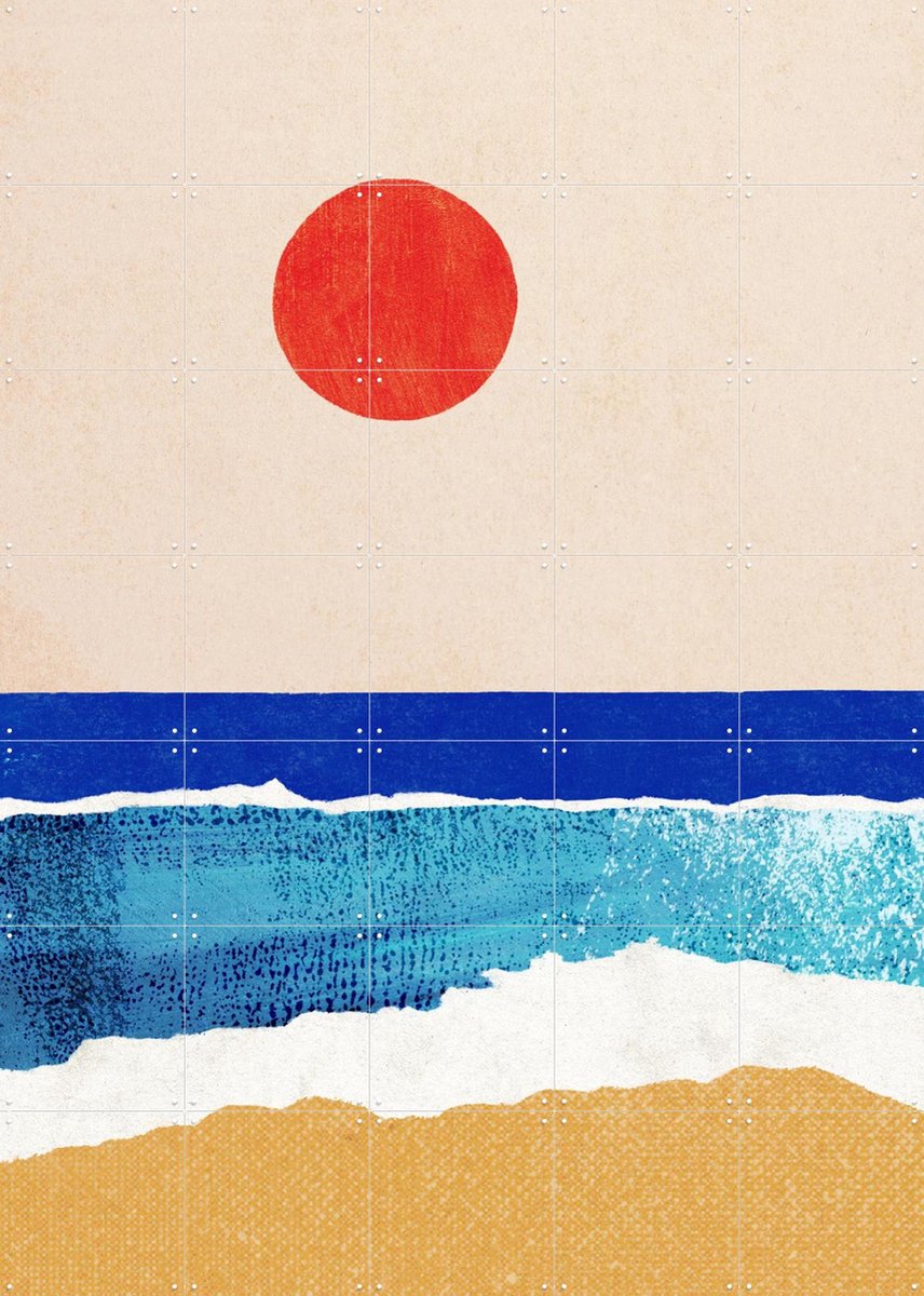 IXXI Ocean Sunrise, Henry Rivers - 100 x 140 cm - Gratis ophangtool - Grote wanddecoratie en posters - Minimalisme, Grafisch Ontwerp, Geometrische