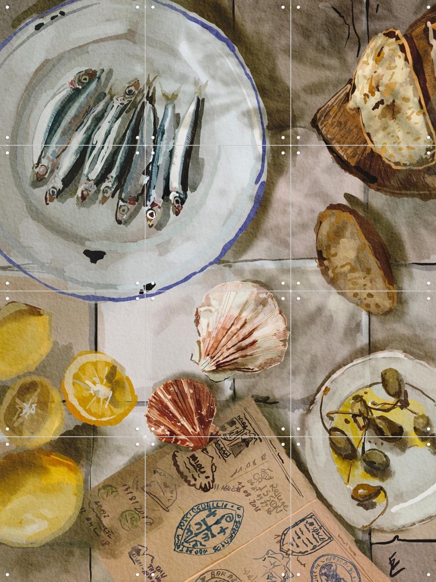 IXXI El Camino lunch, Ekaterina Zagorska - 60 x 80 cm - Gratis ophangtool - Grote wanddecoratie en posters Eten & Drinken