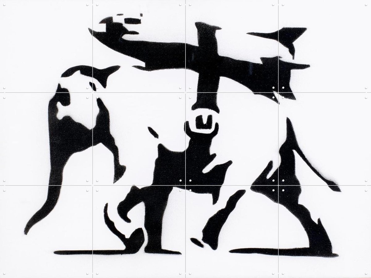 IXXI Heavy Weaponry, Banksy - 80 x 60 cm - Gratis ophangtool - Grote wanddecoratie en posters - Street art, Illustraties, Pop art, Woonkamer, Mancave
