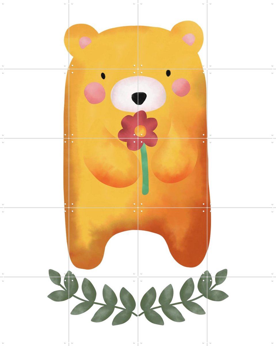 IXXI Little Bear with Blossoms, BAINAI - 80 x 100 cm - Gratis ophangtool - Grote wanddecoratie en posters Babykamer, Kinderkamer, Kinderen