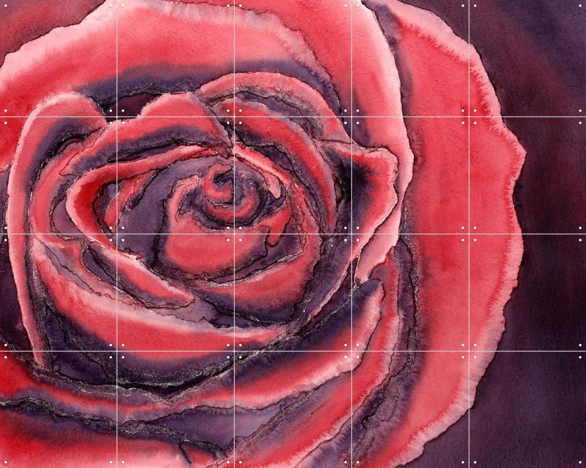 IXXI Red Rose, Natalie Bruns - 100 x 80 cm - Gratis ophangtool - Grote wanddecoratie en posters - Aquarel, Kleurrijk, Eetkamer, Slaapkamer, Woonkamer