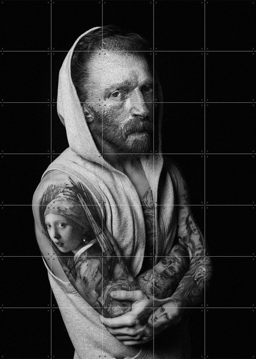IXXI Van Gogh Tattoo, Paste in Place & Van Gogh 21st Century - 100 x 140 cm - Gratis ophangtool - Grote wanddecoratie en posters - Fotografie