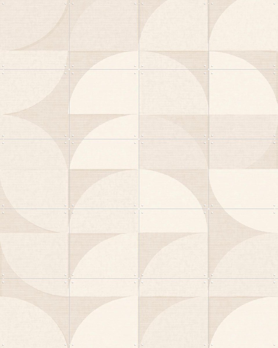 IXXI Mid century retro geometry - ivory, Bloomery Decor - 80 x 100 cm - Gratis ophangtool - Grote wanddecoratie en posters - Geometrische Kunst