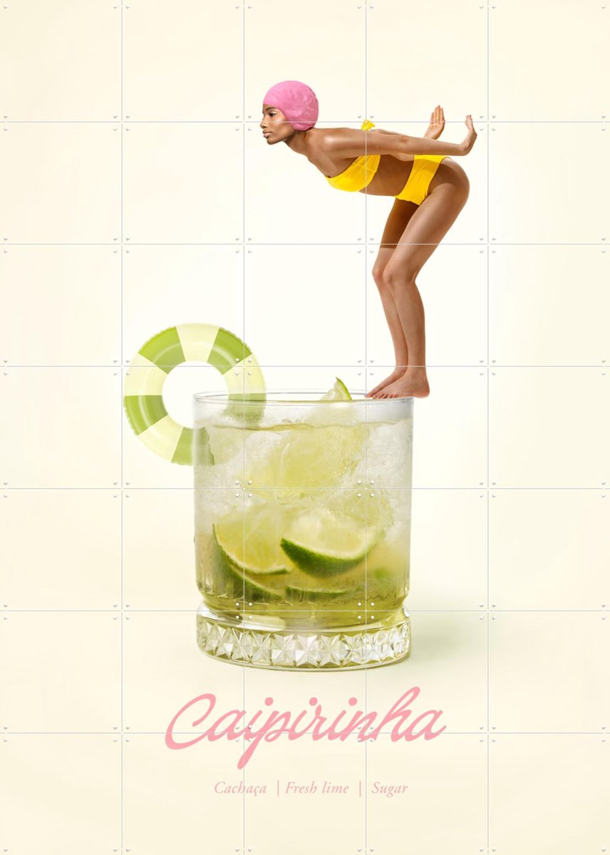 IXXI Caipirinha, Paul Fuentes - 100 x 140 cm - Gratis ophangtool - Grote wanddecoratie en posters - Grafisch Ontwerp, Eten & Drinken, Zomer