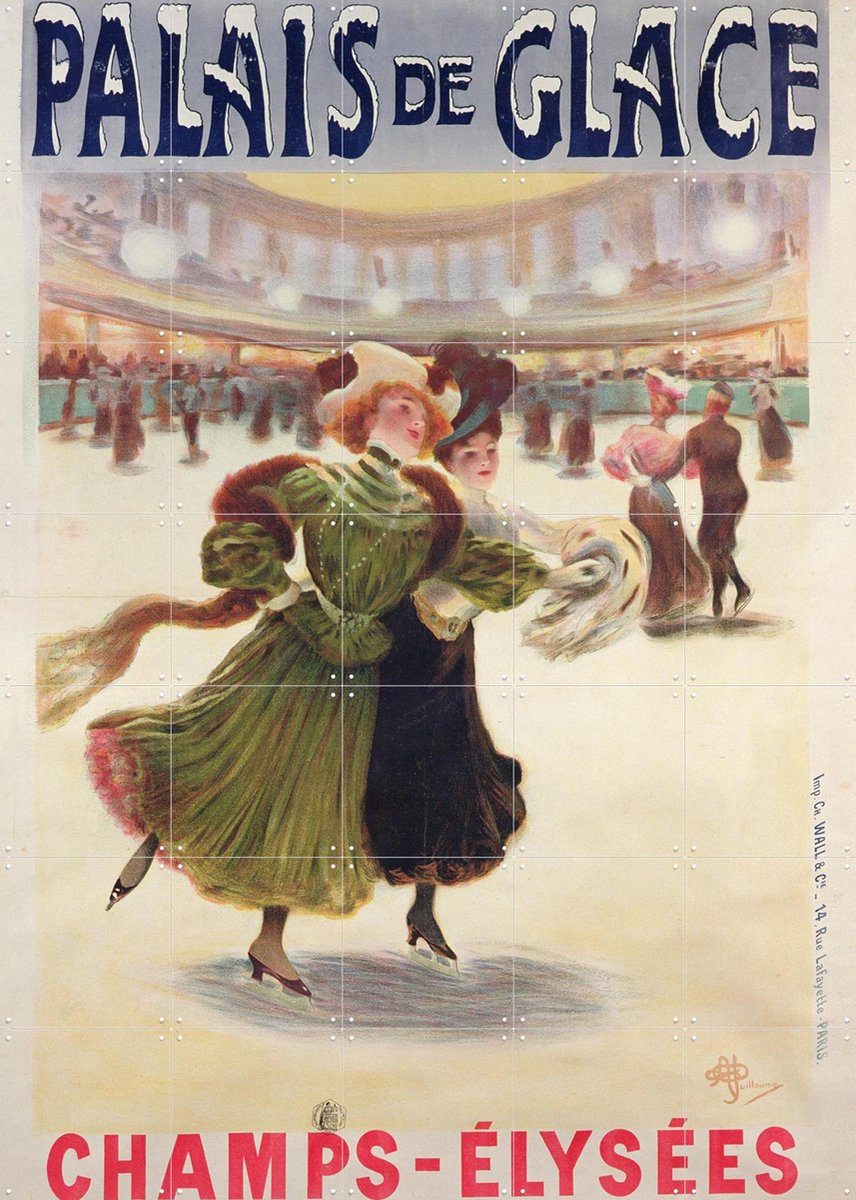 IXXI Palais de Glace Champs-Elysees, Bridgeman Images - 100 x 140 cm - Gratis ophangtool - Grote wanddecoratie en posters - Kleurrijk, Illustraties