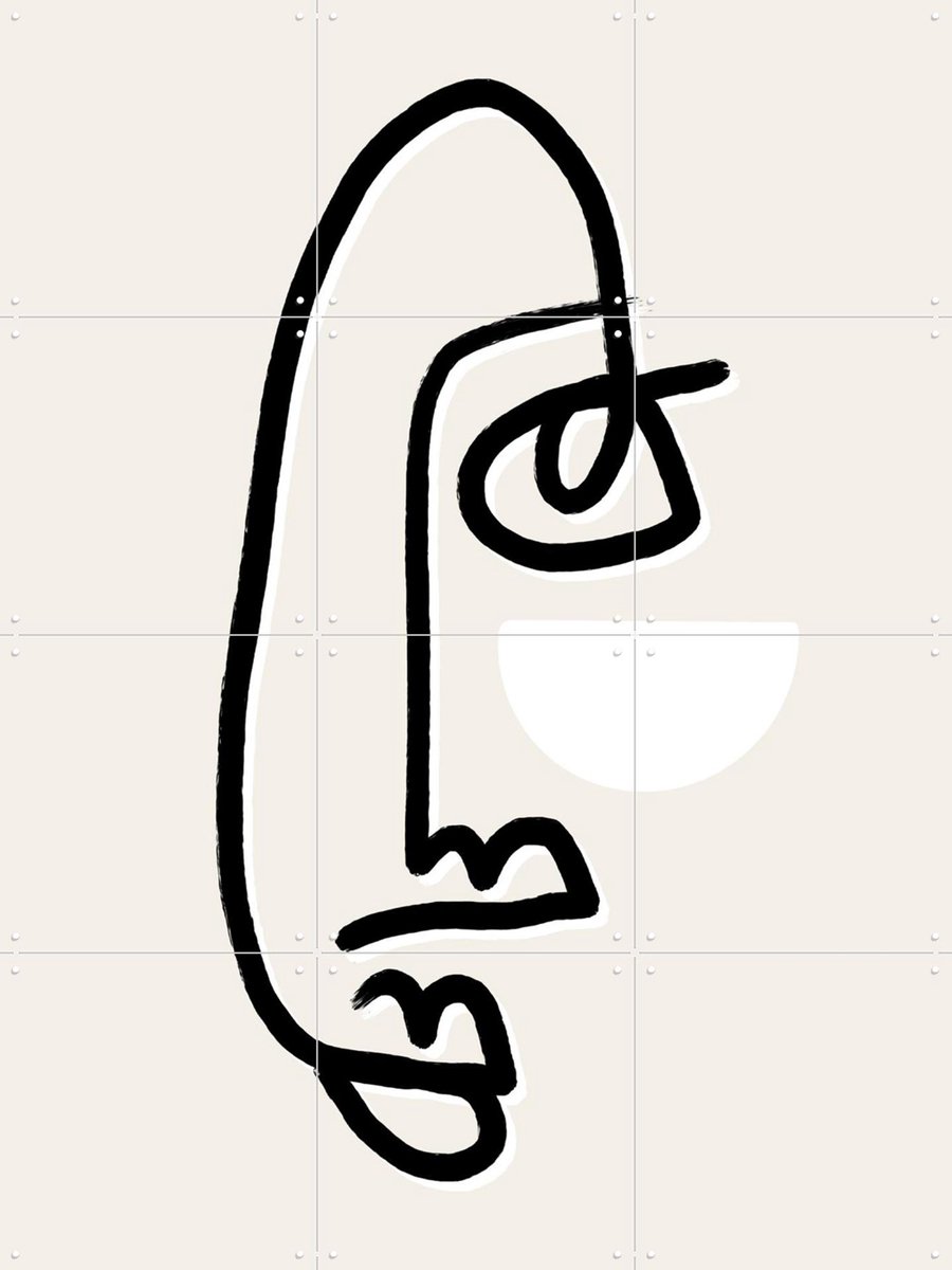 IXXI Moon Face, Bohomadic Studio - 60 x 80 cm - Gratis ophangtool - Grote wanddecoratie en posters - Illustraties, Line art, Abstract, Portretten