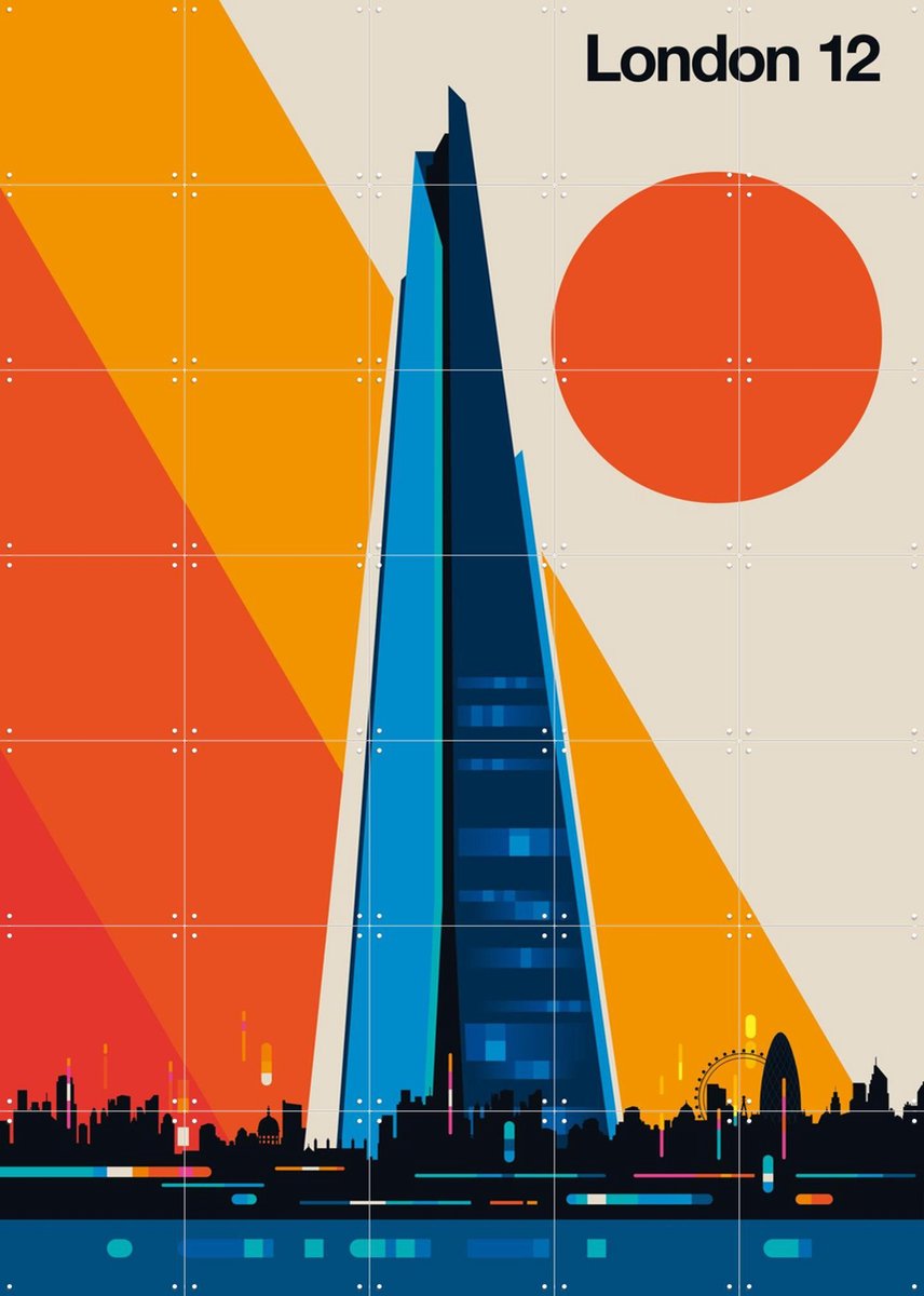 IXXI London 12, Bo Lundberg - 100 x 140 cm - Gratis ophangtool - Grote wanddecoratie en posters - Geometrische Kunst, Digitale Kunst, Grafisch