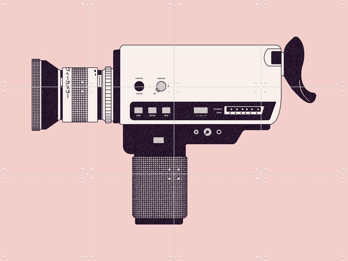 IXXI Super 8 Camera, Florent Bodart - 80 x 60 cm - Gratis ophangtool - Grote wanddecoratie en posters - Minimalisme, Vintage, Illustraties, Grafisch