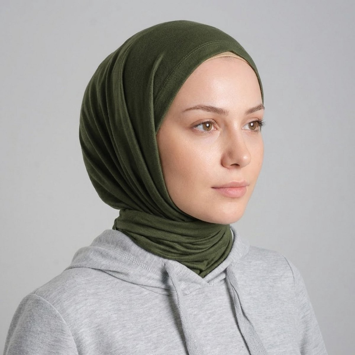FIRASET Kaki Praktische Instap-Sjaal van Viscose Jersey - Hoofddoek - Hoofddeksel - Hijab – Turks Fabriqa