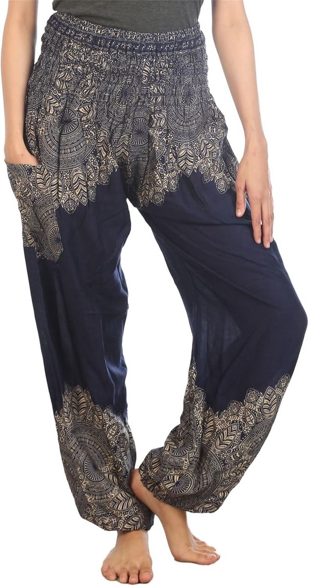 Dames Harembroek Losse Pasvorm Boho Yoga Broek met Brede Tailleband