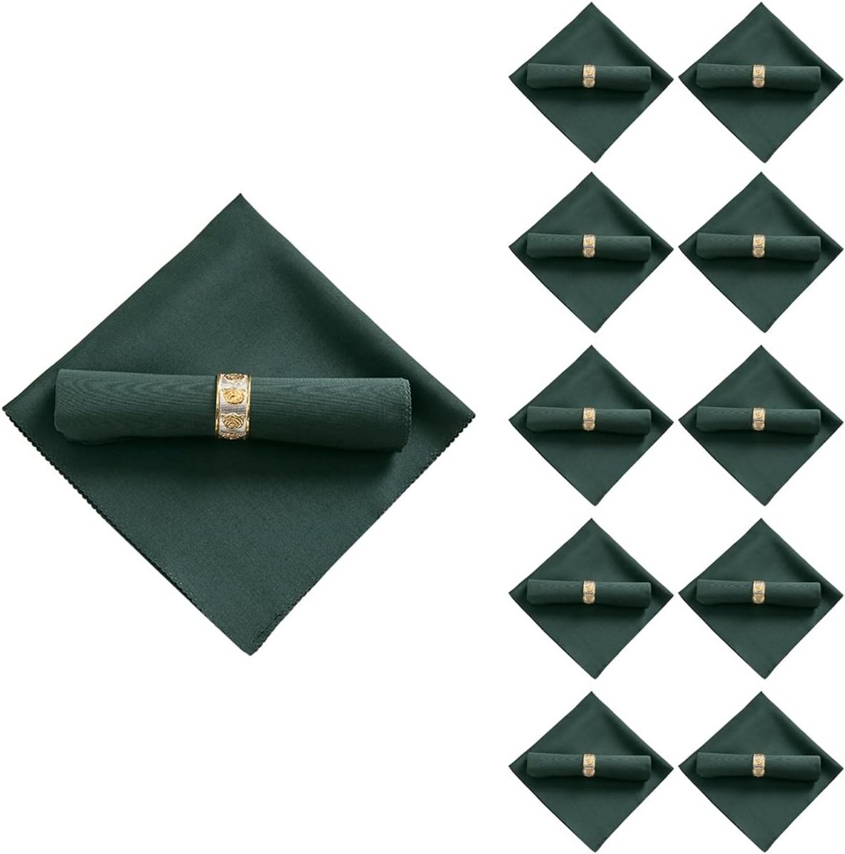 Set van 10 Donkergroene Stoffen Servetten Polyester 48x48 cm voor Diner en Feest